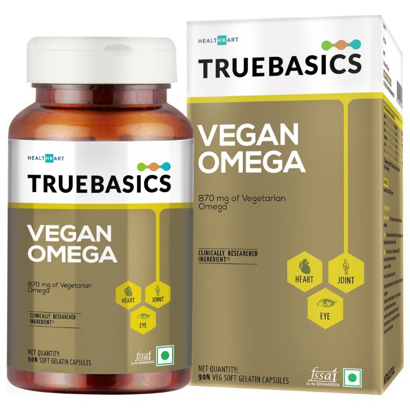 TrueBasics Vegan Omega-3,6 & 9, 870mg for Heart, Hair, Skin, Joint, Brain &  Eye Health: Buy TrueBasics Vegan Omega-3,6 & 9, 870mg for Heart, Hair,  Skin, Joint, Brain & Eye Health Online