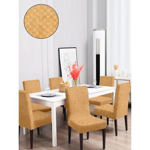 Cortina Jacquard Dining Chair Cover Yellow Set of