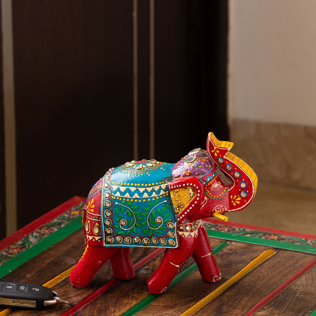 Painted sales wooden elephant