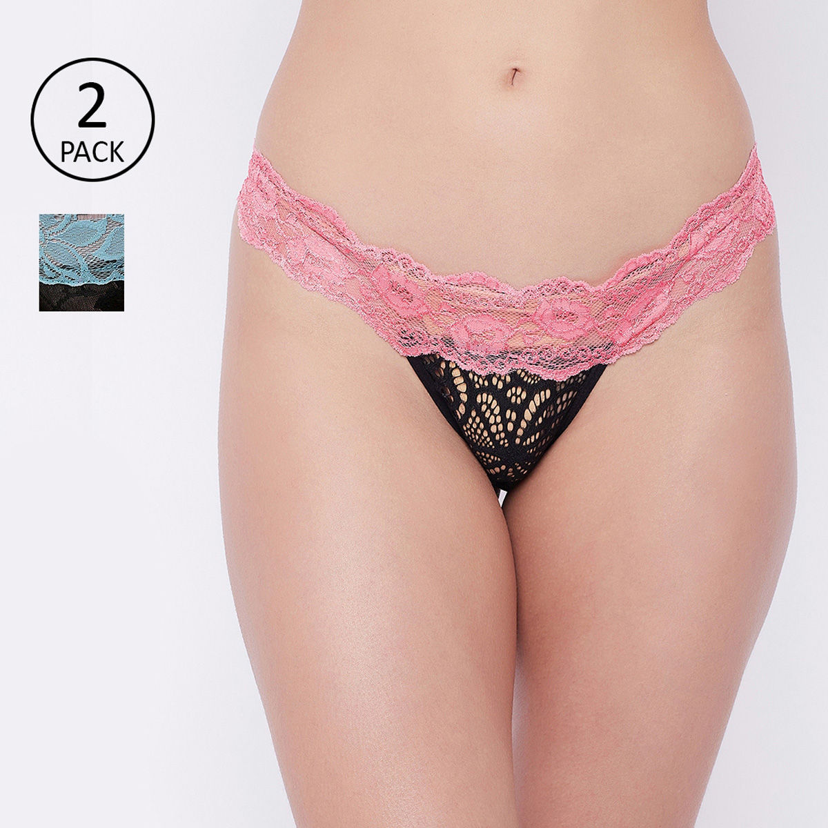 Secrets By Zerokaata Women Pack Of 2 Self Design Lace Mini Thong Briefs Buy Secrets By 0881