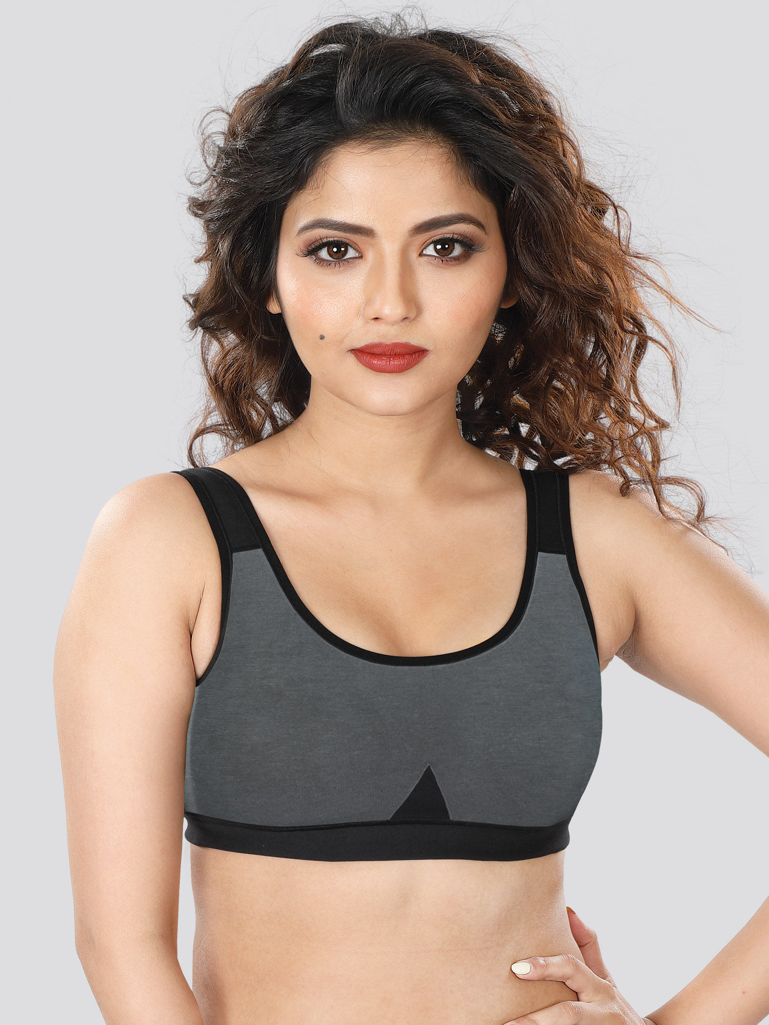 dermawear Women's Cotton Blended Non Padded Wire Free Sports Bra  (SB-1103-Black_S) (Pack of 1) : : Fashion