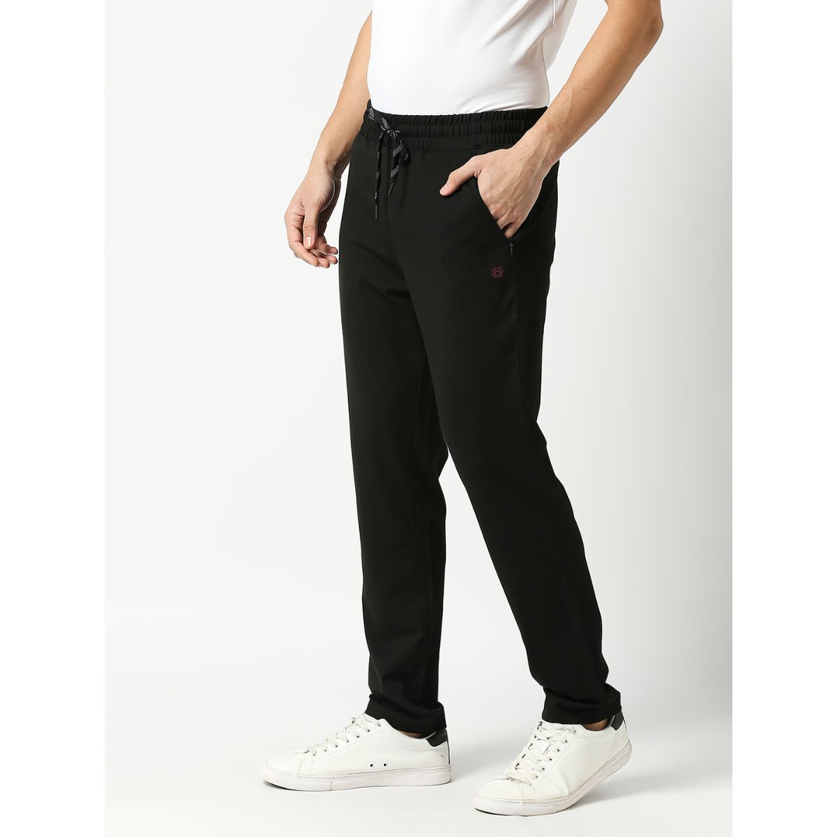 Buy Dragon Hill Black Tencel Lycra Track Pants Online