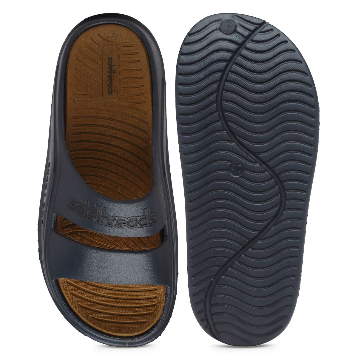 Buy SOLETHREADS Sprawl Navy Solid Men Slides Online