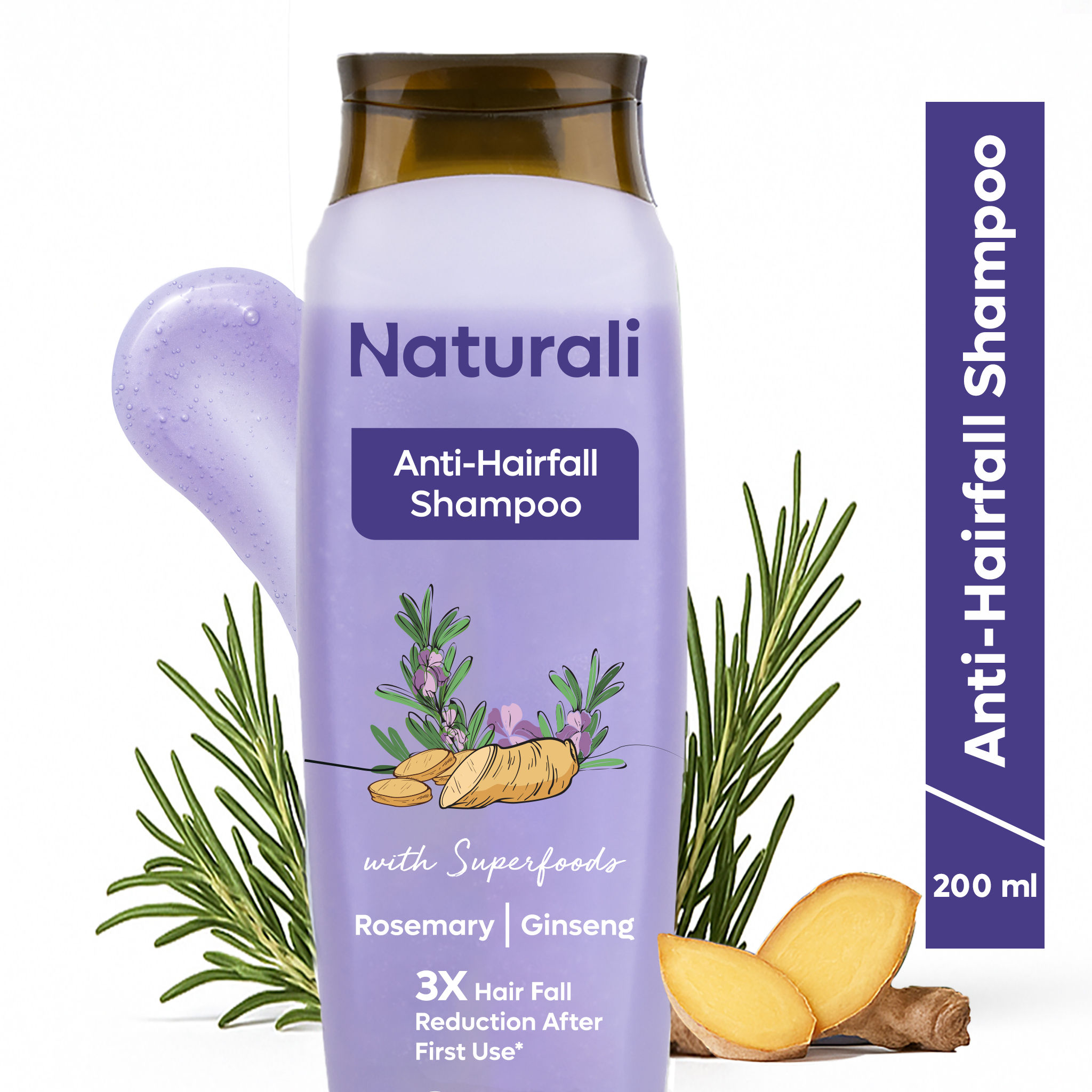 Naturali Anti Hairfall Shampoo With Rosemary, Biotin & Ginseng No Sulfate No Paraben Shampoo