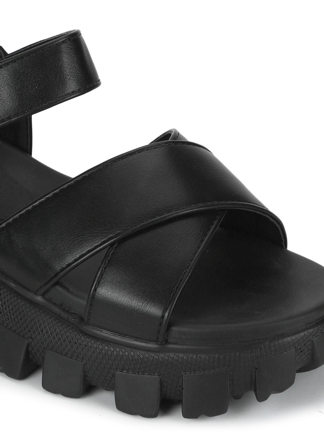 181 - Black monili leather chunky sole sandals DORY - buy with European  delivery at Symbol