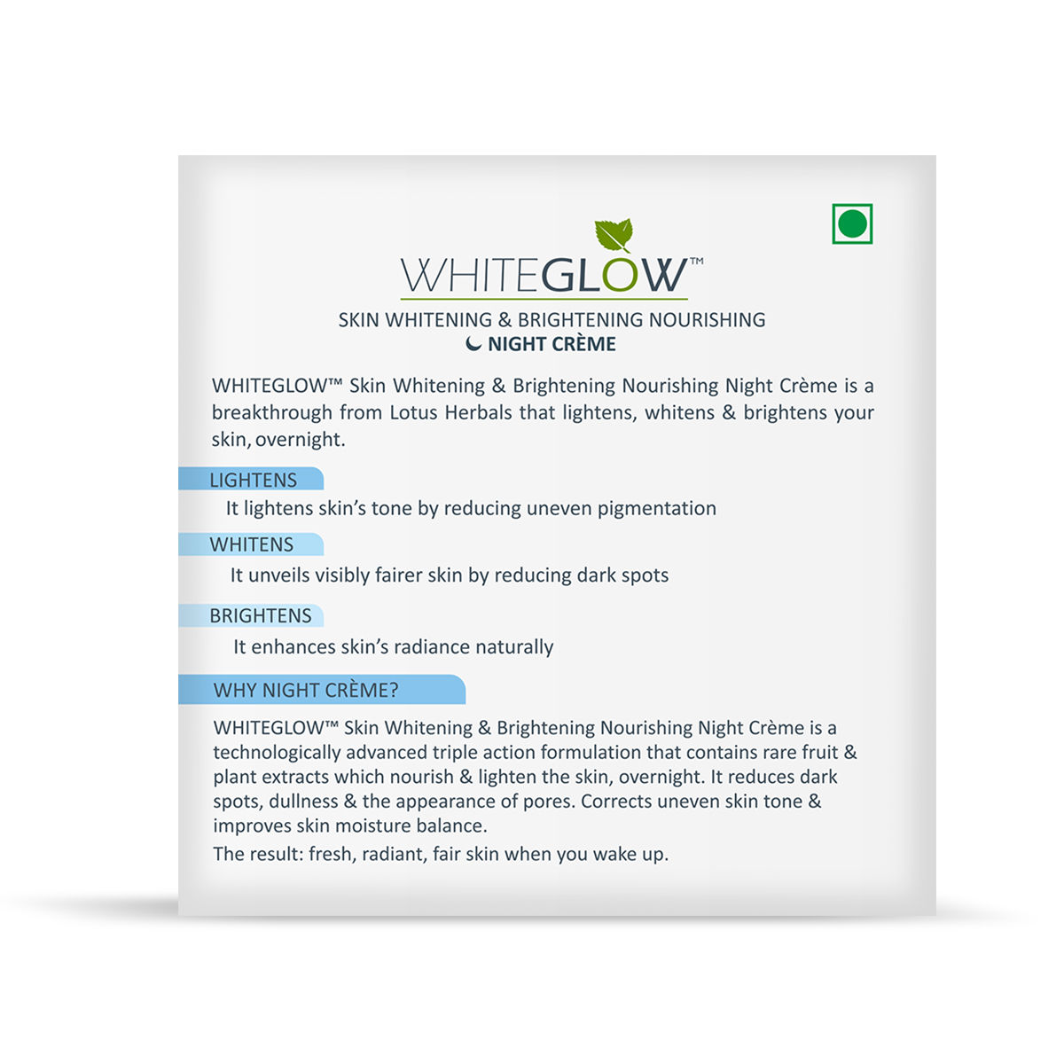 lotus herbals whiteglow skin whitening and brightening nourishing night cream