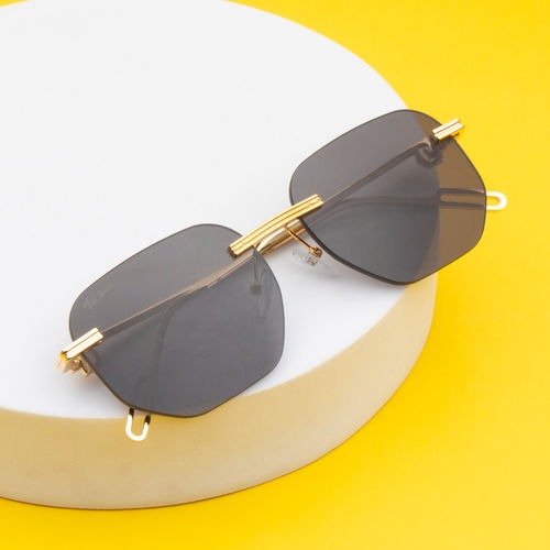 TED SMITH Unisex Polycarbonate Uv Protection Rimless Square Shape Grey Lens  Sunglasses