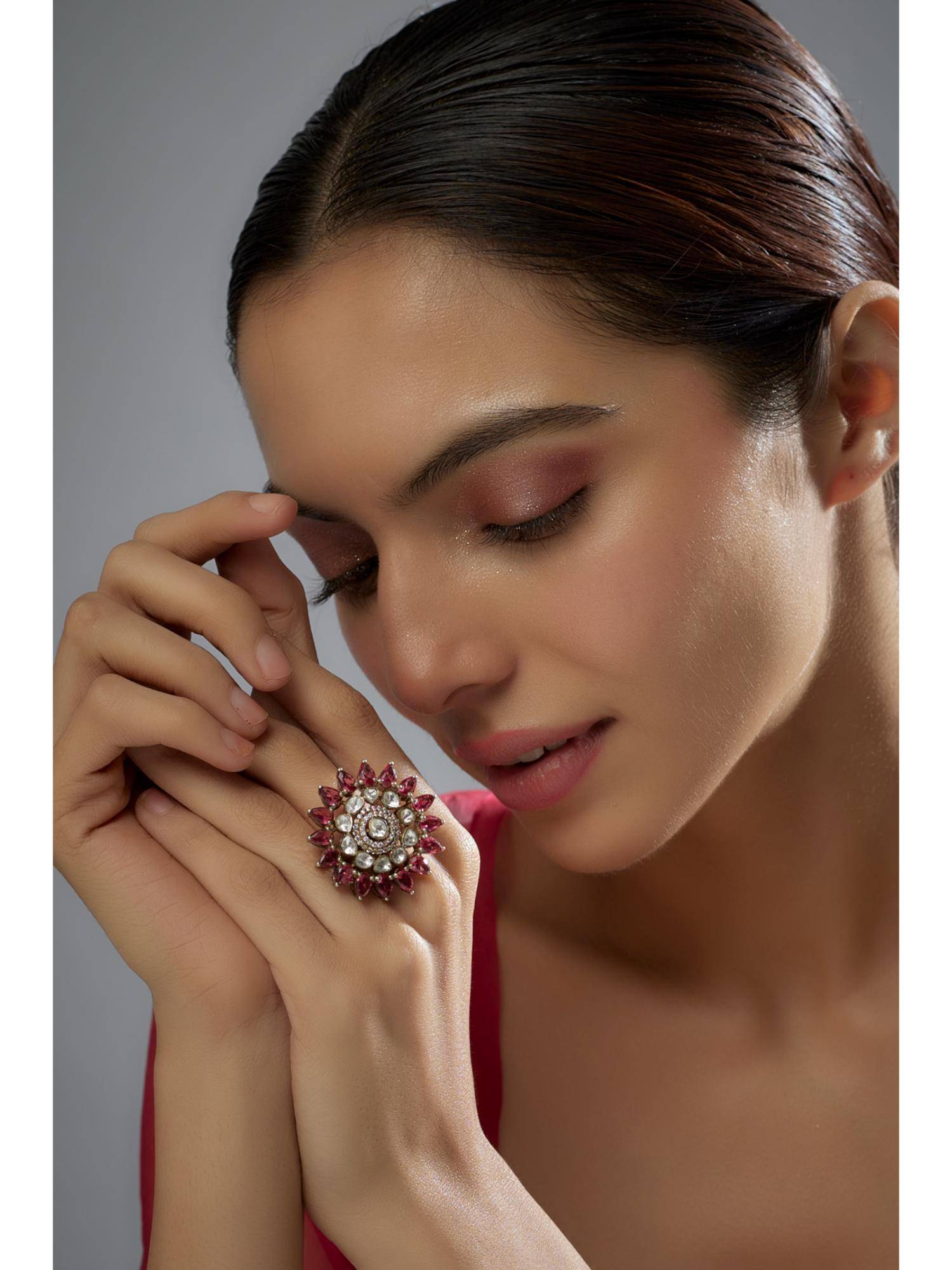 KARISA DESIGNS Yantra Moissanite Tourmaline Ring