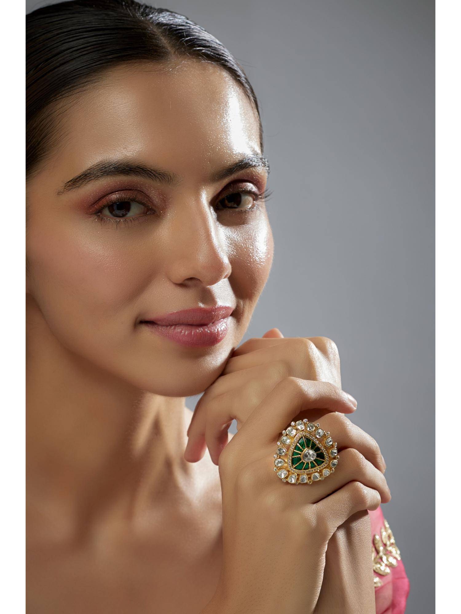 KARISA DESIGNS Almora Moissanite Green Ring
