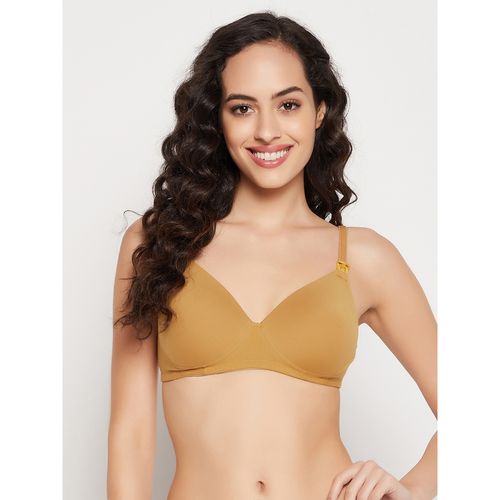 Buy Clovia Cotton Spandex Solid Padded Demi Cup Wire Free Maternity Bra -  Nude Online