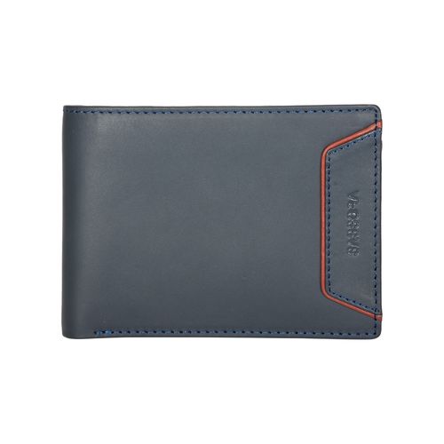 Sassora Blue Genuine Leather Blue Mens RFID Wallet (L)