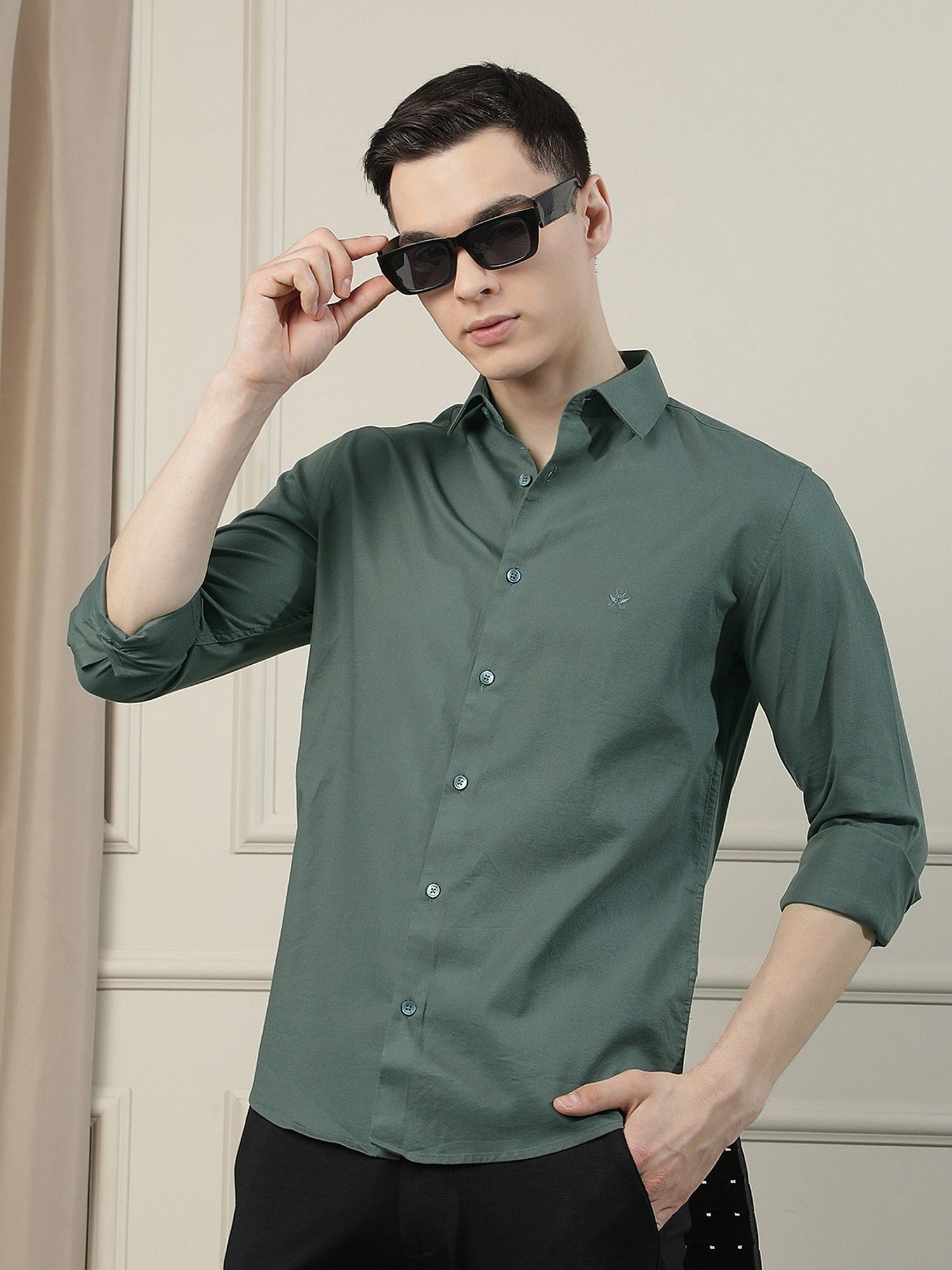 Buy CRIMSOUNE CLUB Men Green Shirt Online