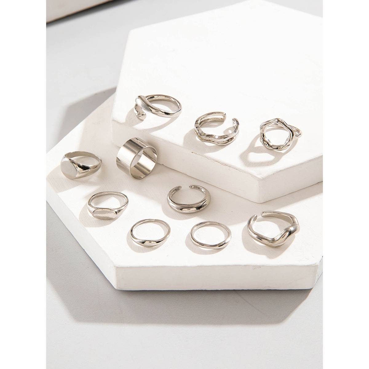 Stackable Rings Silver Stylish Buy Jewels Galaxy Trending Silver Plated Stylish Stackable Rings Set of ...