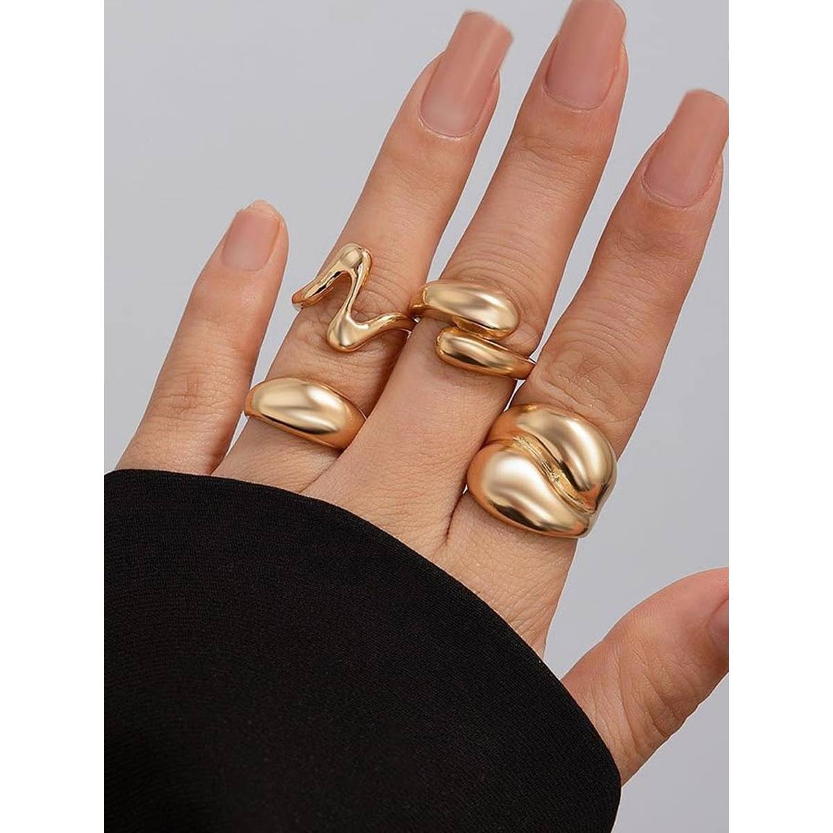 Jewels Galaxy Trending Gold Plated Stackable Rings Set of 4