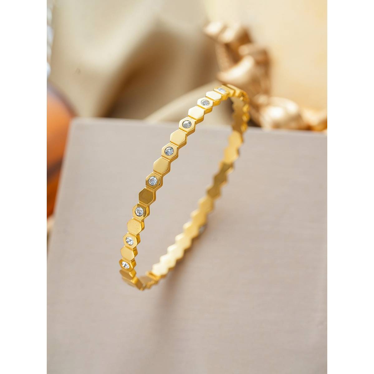 Jewels Galaxy Gold-Plated Ad Hexagonal Anti Tarnish Kada