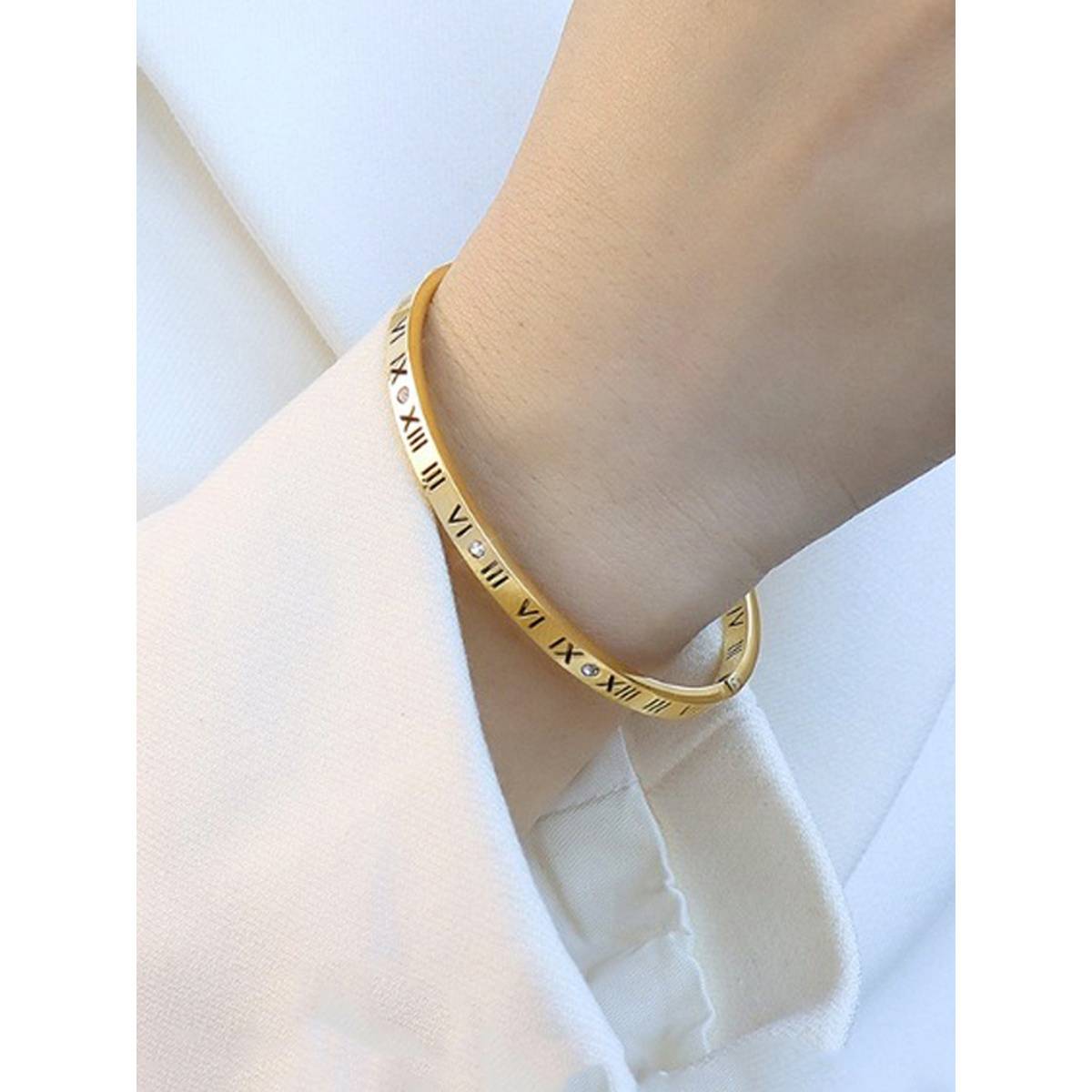 Jewels Galaxy Gold-Plated Ad Anti Tarnish Roman Numerals Kada