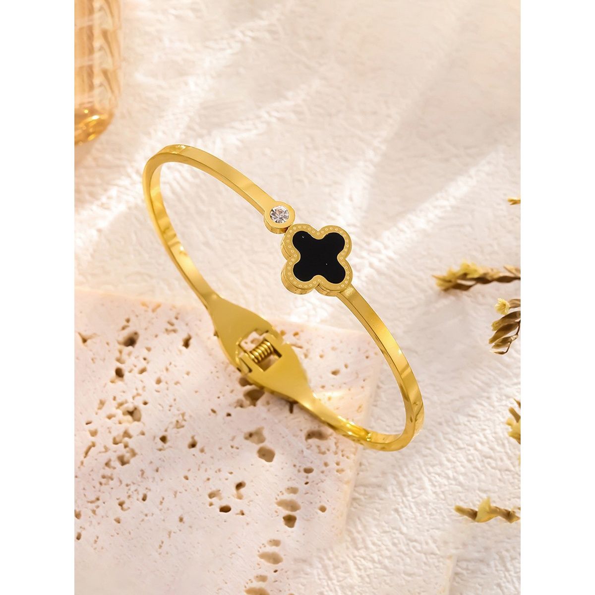 Buy Jewels Galaxy Stainless Steel Gold-Plated Anti Tarnish Clover
