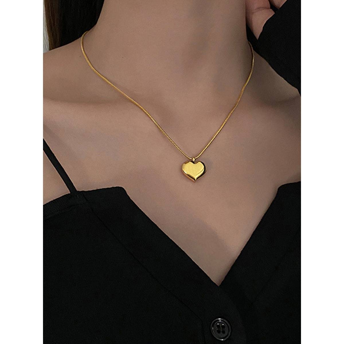 Jewels Galaxy Gold-Plated Anti Tarnish Heart Themed Pendant Necklace