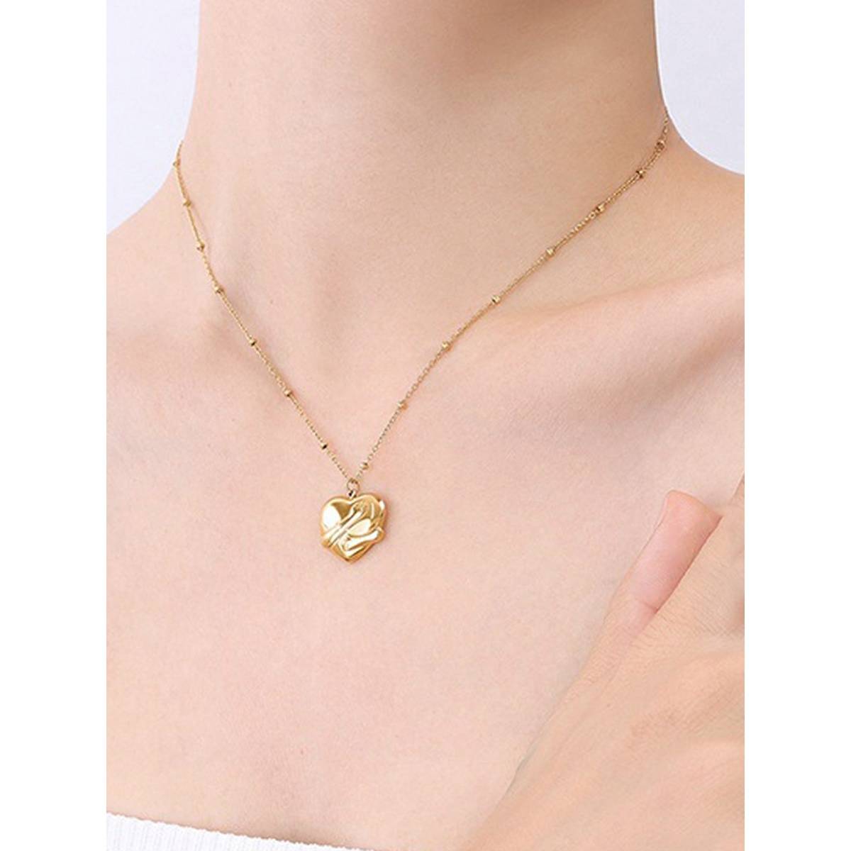 Jewels Galaxy Gold-Plated Anti Tarnish Heart Themed Pendant Necklace