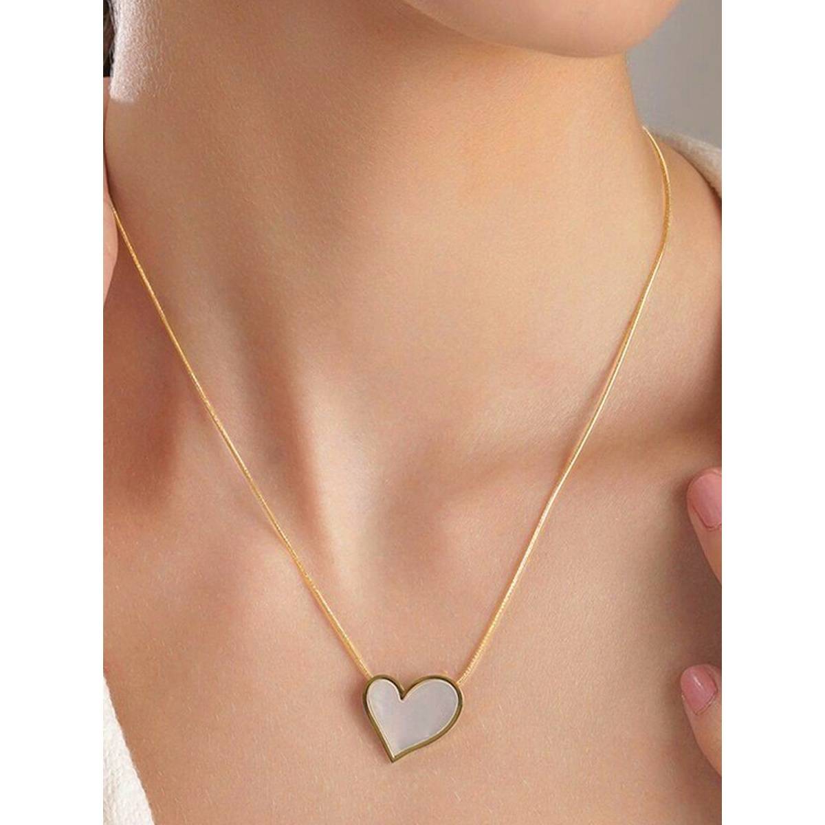 Jewels Galaxy Gold-Plated Anti Tarnish White Heart Necklace