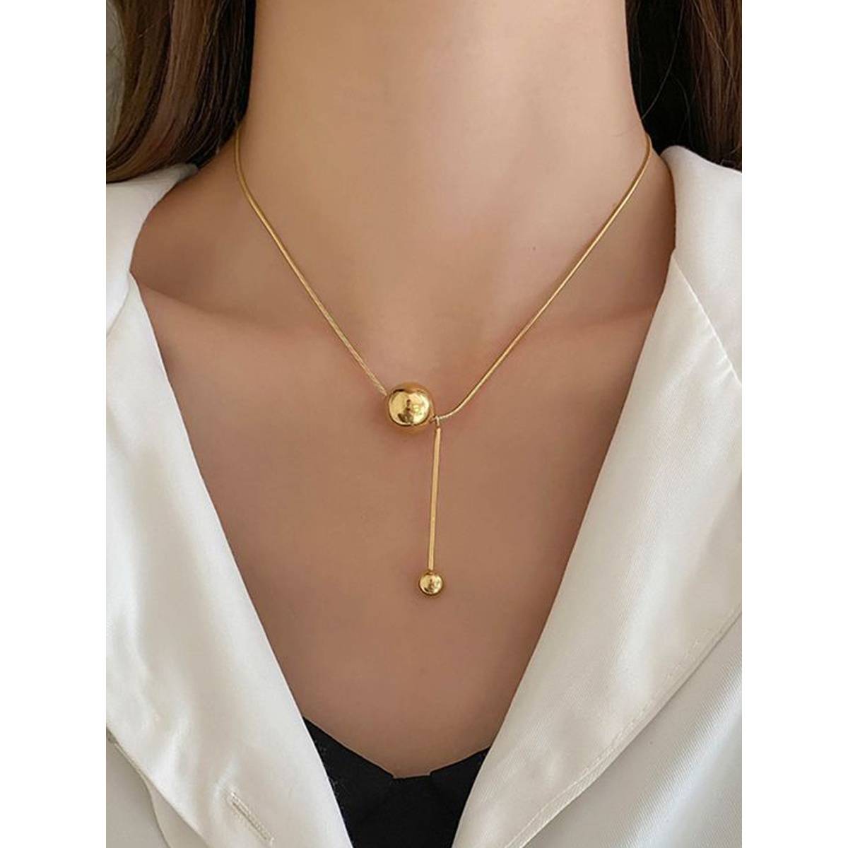 Jewels Galaxy Gold-Plated Anti Tarnish Spherical Pendant Necklace