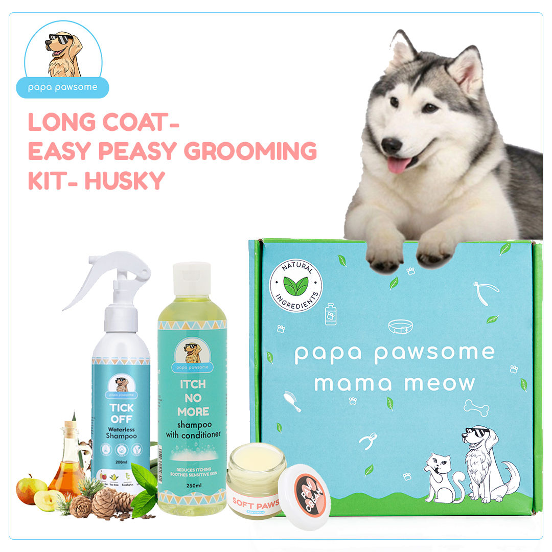 Papa Pawsome Long/drop Coat - Husky - Easy Peasy Grooming Kit