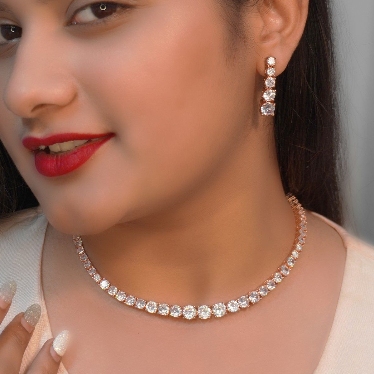 18k Real Diamond Necklace Set JGS-2106-01424 – Jewelegance