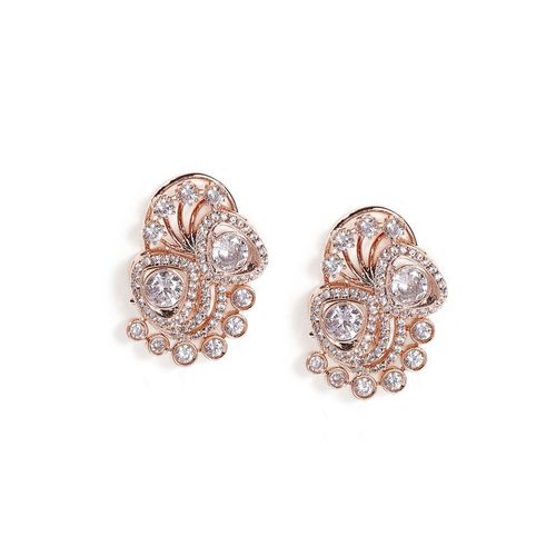 Buy Priyaasi Floral Style American Diamond Rose Gold Plated Stud