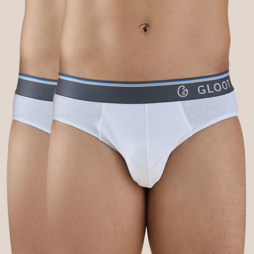 Buy GLOOT Butter Blend Classic Brief with No-Itch Elastic and Anti  Odour-Pack of 2 GLI018 White Online