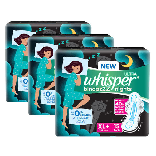 Buy Whisper Bindazzz Nights Xl+ Pad 15'S online at best discount in India