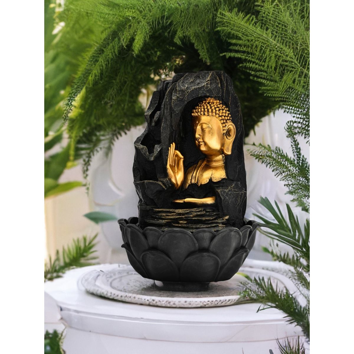 At Home by Nilkamal Buddha Mudra Water Fountain (Gold): Buy At Home by ...