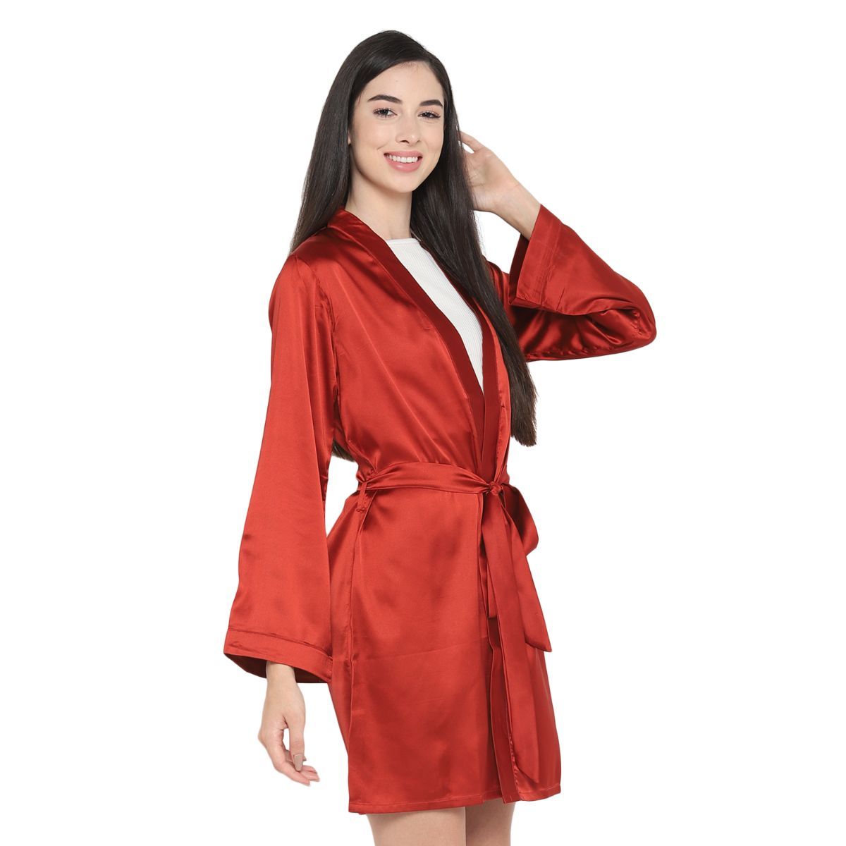 Shopbloom Women'S Satin Red Robe Buy Shopbloom Women'S Satin Red Robe