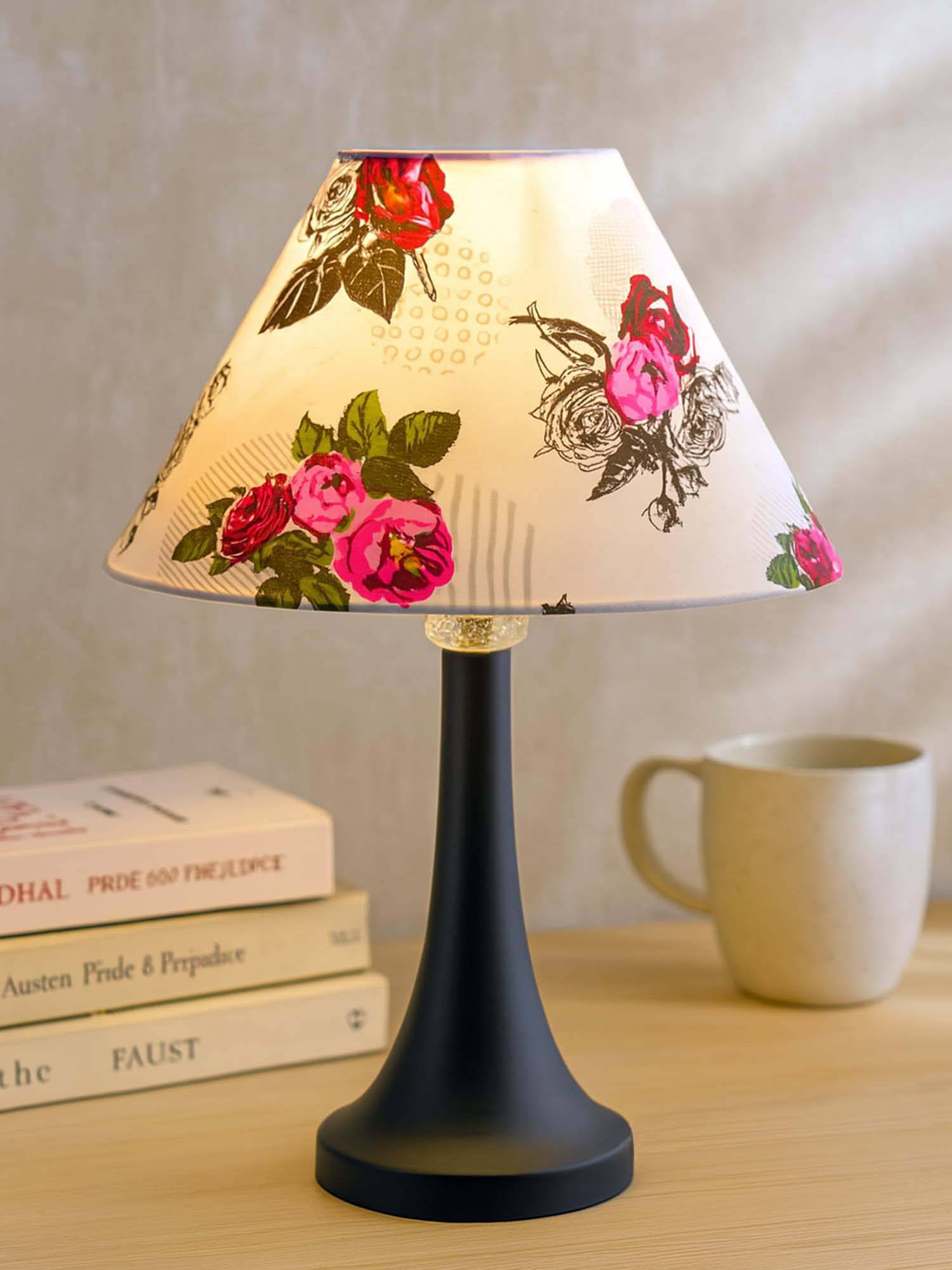 Homesake Black Metal Table Lamp Cone Rose, for Living Room, Home Decor Light