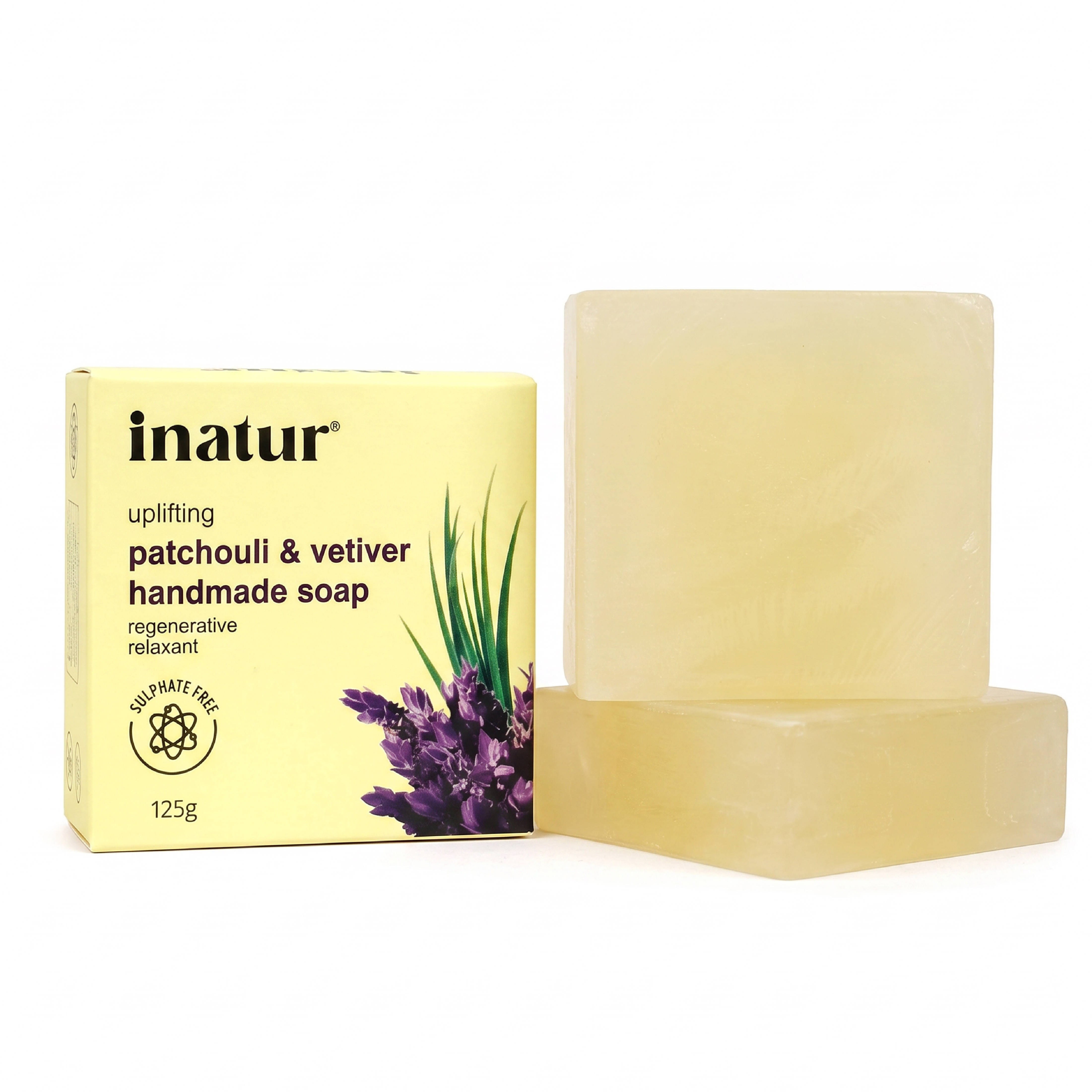 inatur Patchouli & Vetiver Herbal Soap with Natural Essential Oils for Hydration & Purification