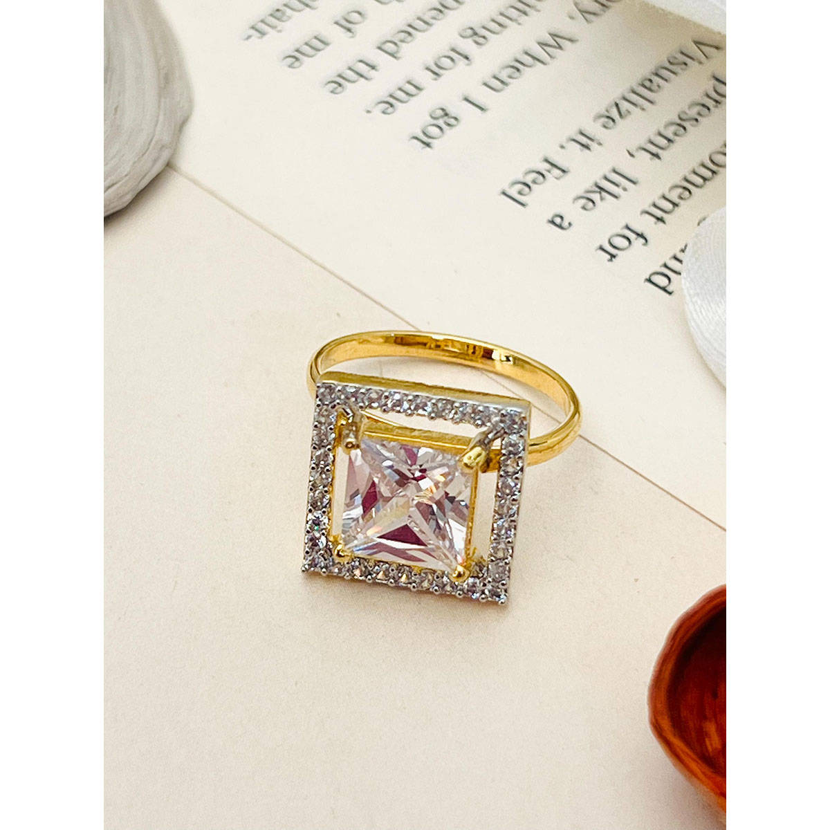 Abdesigns Exquisite American Diamond Ring White