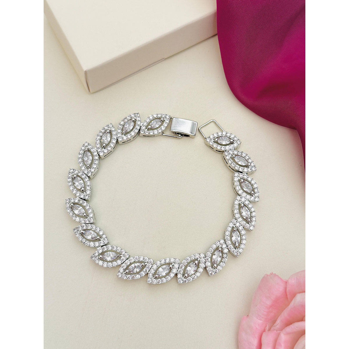 Abdesigns High Quality American Diamond Bracelet White
