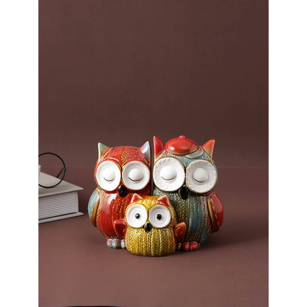 Tayhaa Owl Family Showpiece (Set Of 3)