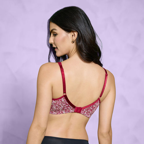 Buy Nykd by Nykaa Delicate Floral Printed Encircled Bra-Maroon-NYB275 Online