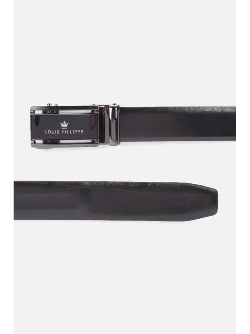 Buy Louis Philippe Men Black Solid Leather Belt Online