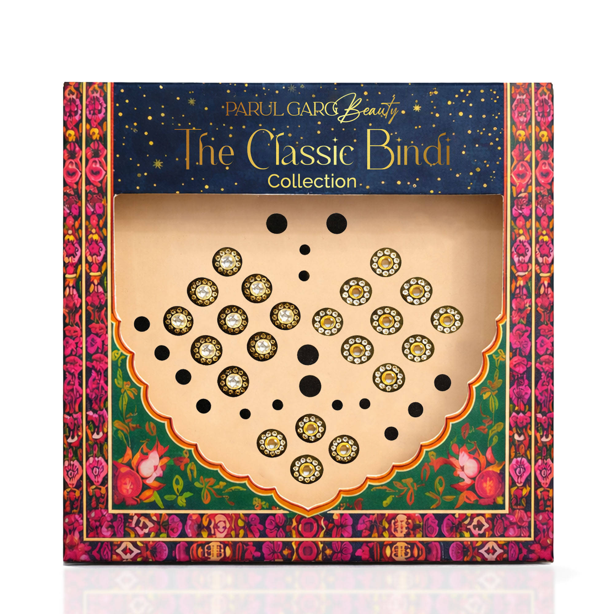 Parul Garg Beauty Nisara Classic Black Bindis, Self-Adhesive Traditional Bindis for Women