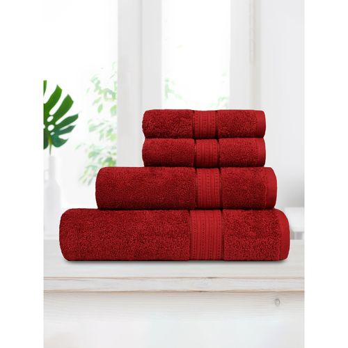 My Trident Carnival Towel Set 450 Gsm, Cotton- Lovely Red