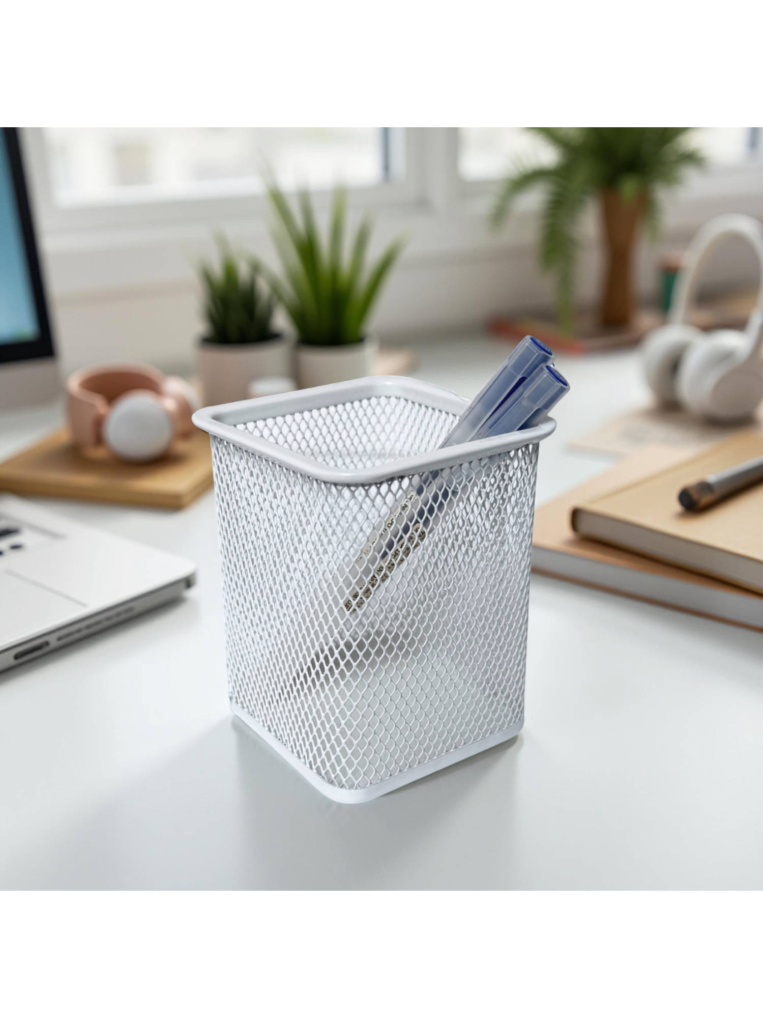 STOR Ecru White Square Mesh Desk Organiser
