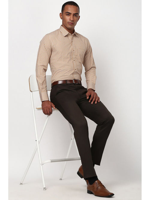 Buy Peter England Men Brown Regular Formal Shirt Online