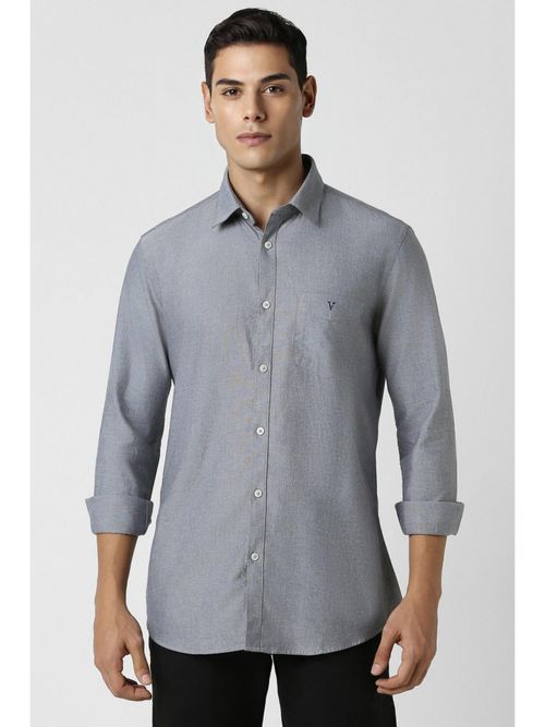 Buy Van Heusen Men Grey Slim Fit Solid Full Sleeves Casual Shirt