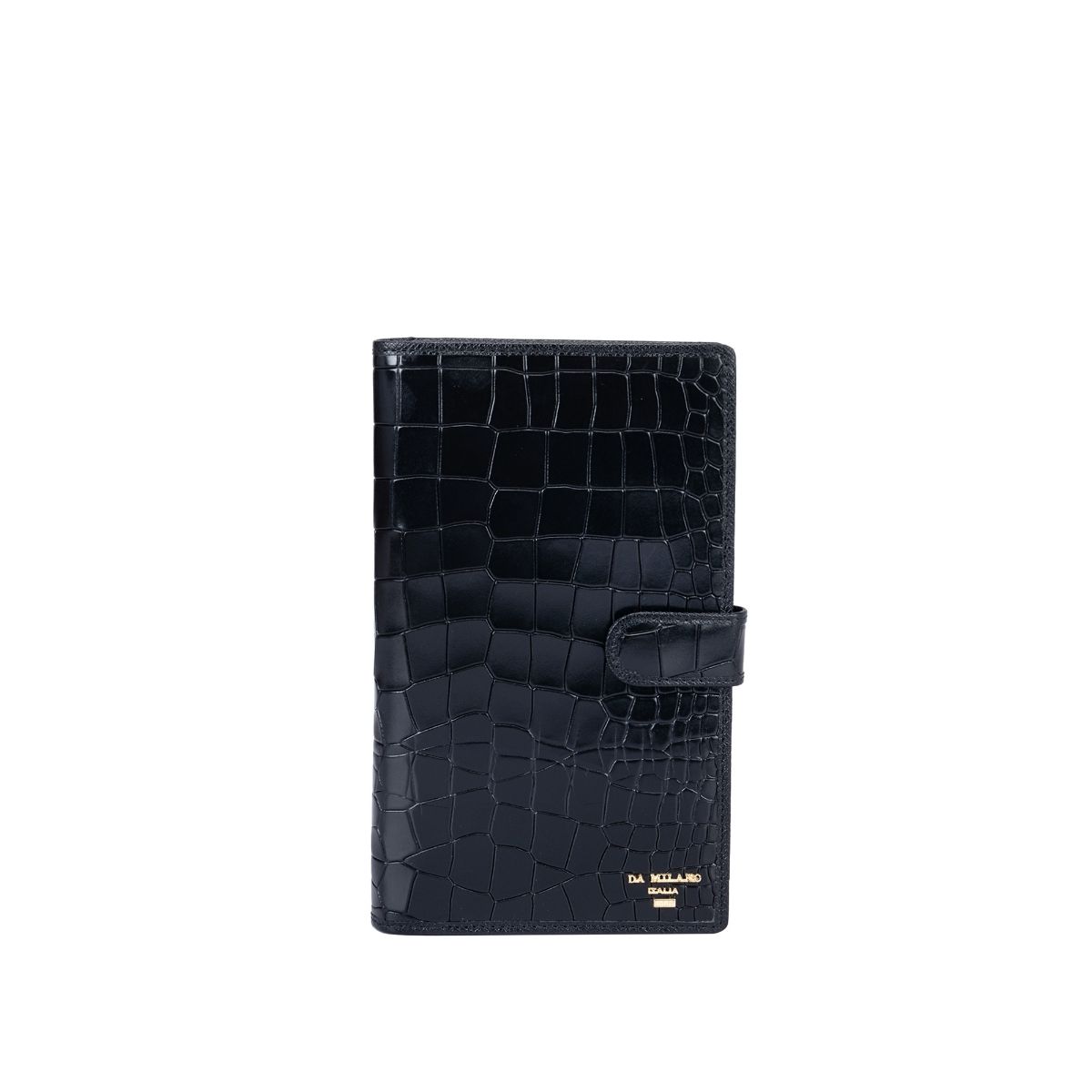 Buy Da Milano Textured Leather Black Passport Holder Online