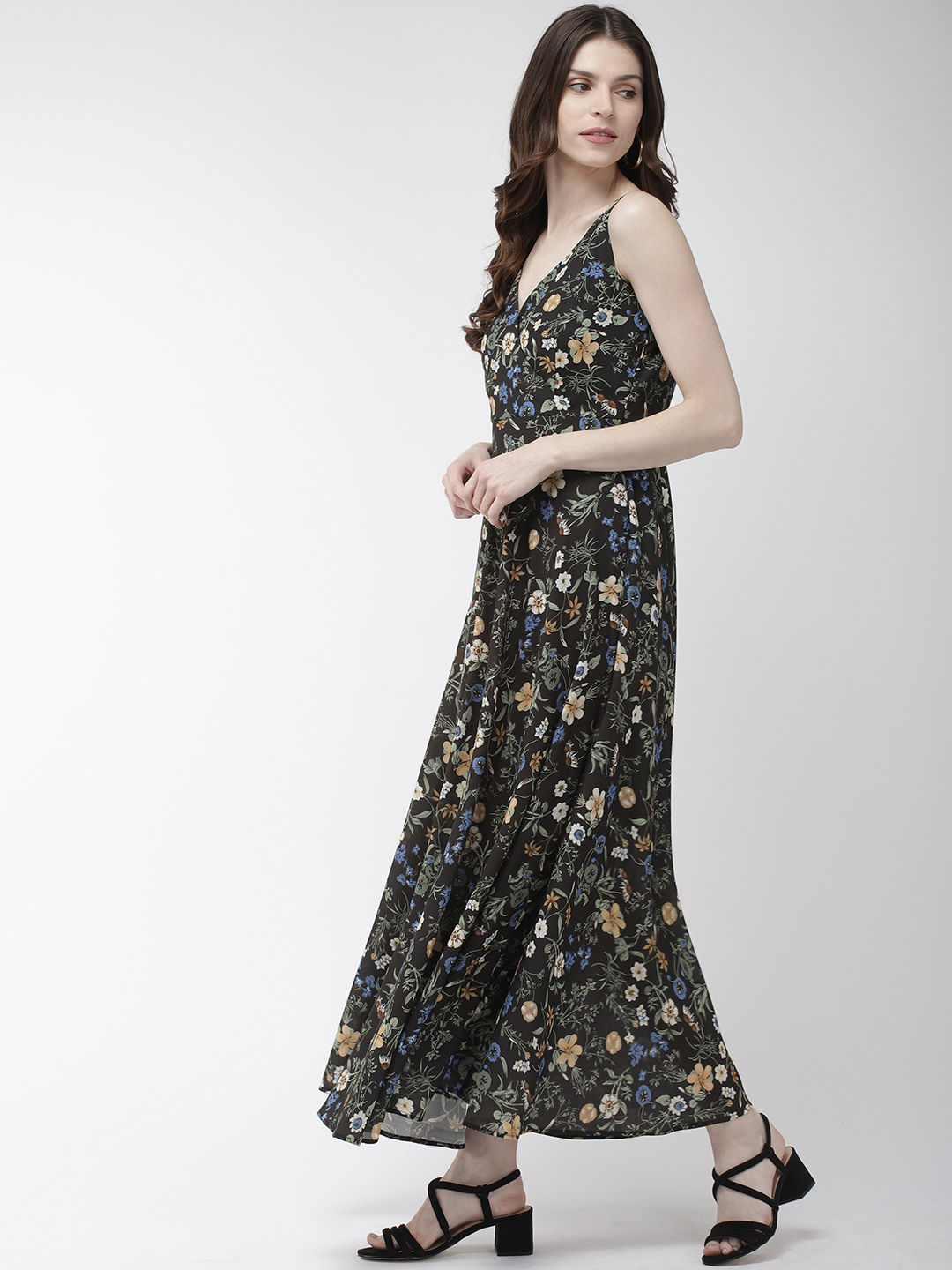 Twenty Dresses By Nykaa Fashion Gardens Of Bloom Maxi Dress - Black ...