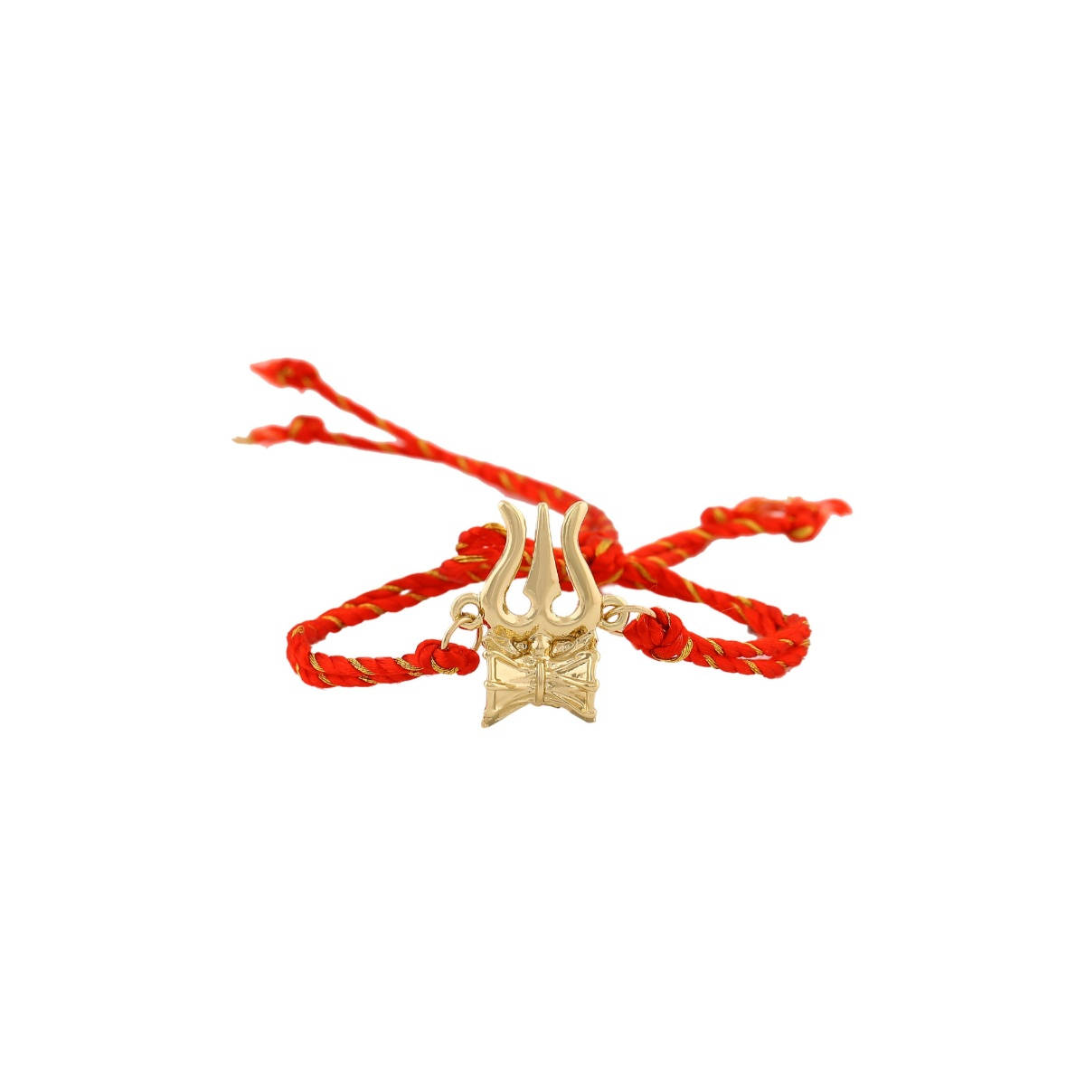 Estele Gold Plated Trishool & Damru Designer Rakhi with Divine Red Silk Thread