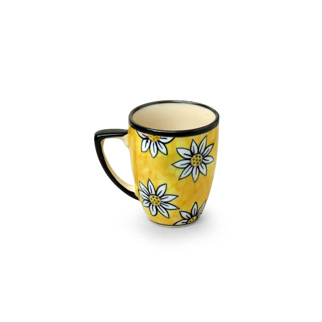 ExclusiveLane Californian Sunflowers' HandPainted Ceramic Tea & Coffee