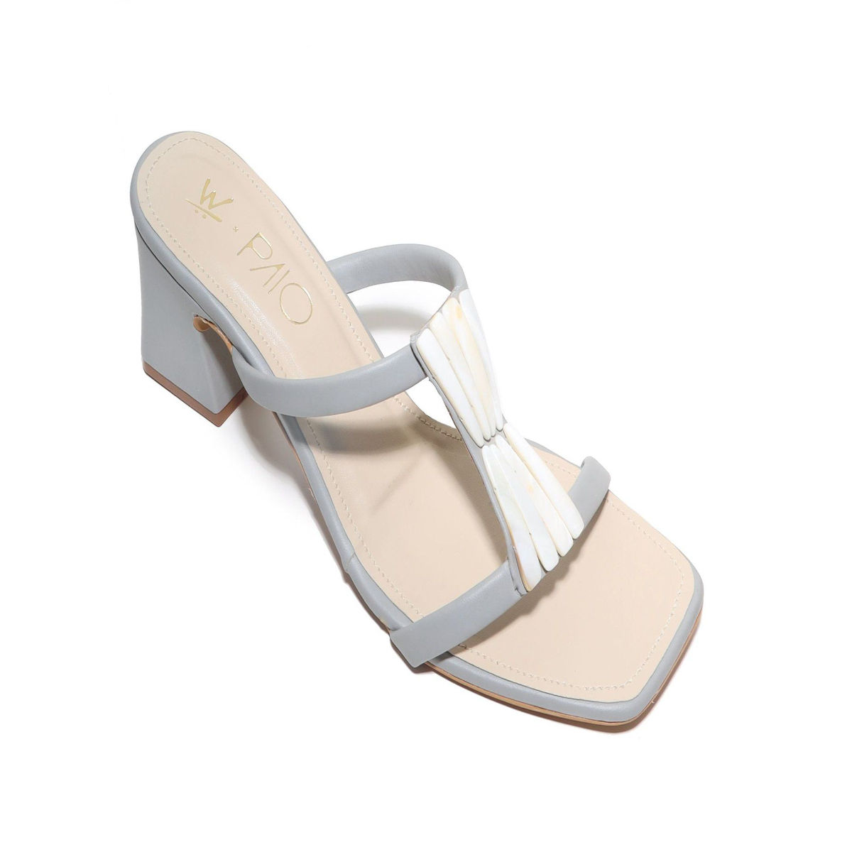 PAIO X WENDELL Solid Grey Shell Block Heels Buy PAIO X WENDELL Solid