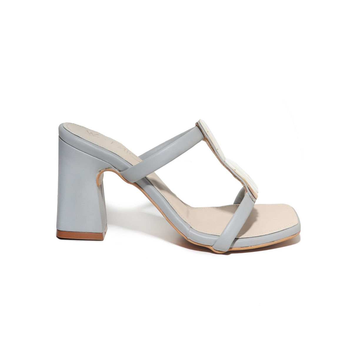 PAIO X WENDELL Solid Grey Shell Block Heels Buy PAIO X WENDELL Solid